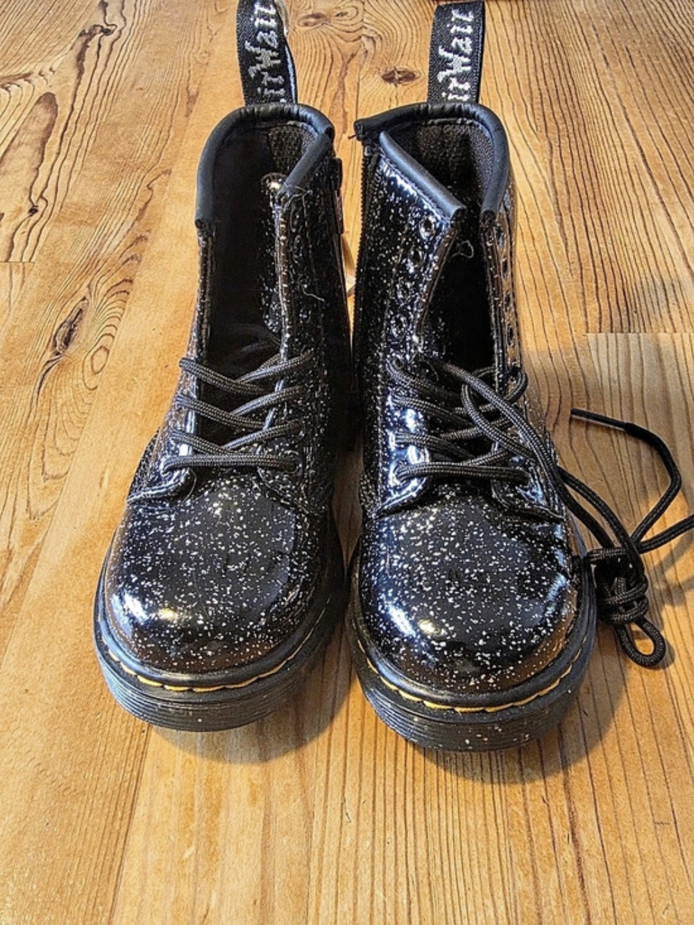 Dr. Martens Junior 1460 Glitter Lace Up Boots Black Us 8